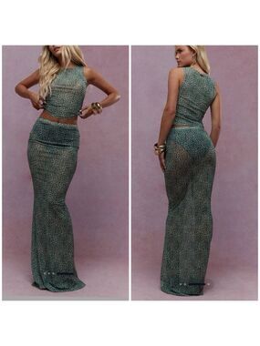Missguided Green Leopard Print Maxi Dress
